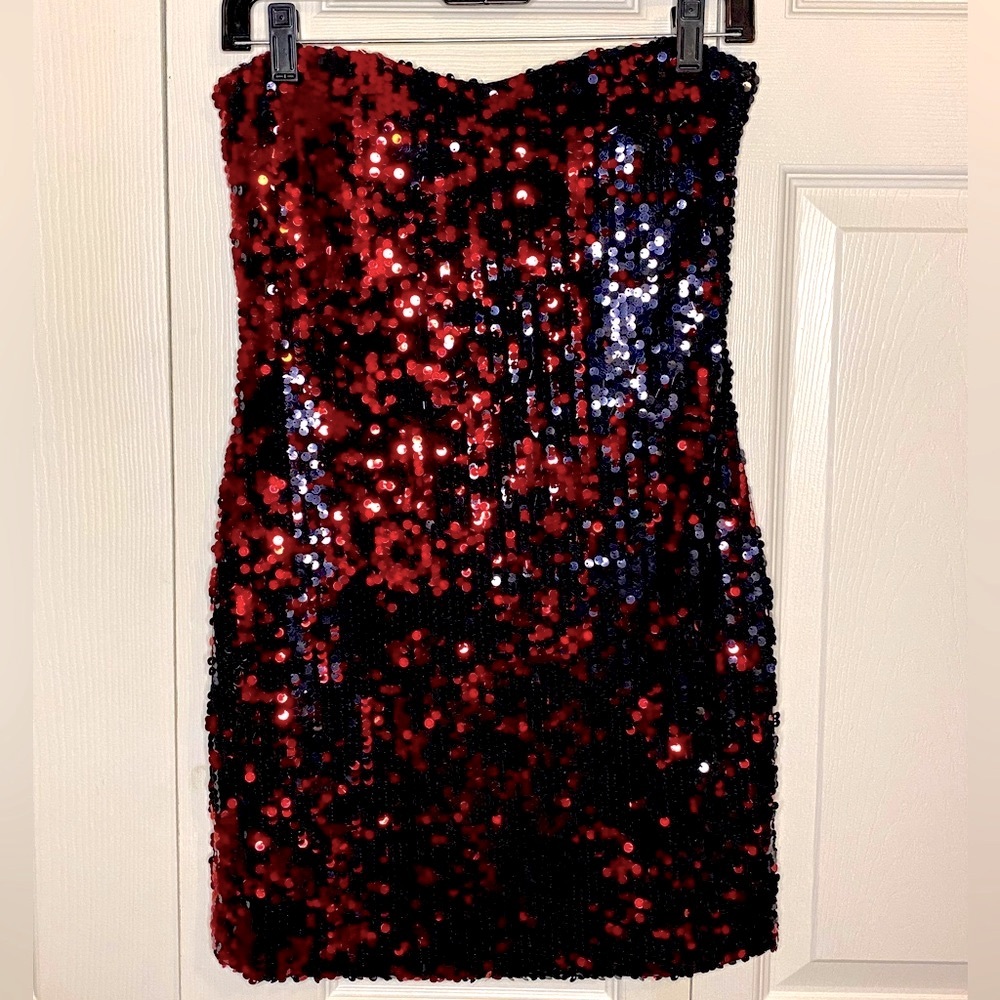 Black and Red Sequin Dress